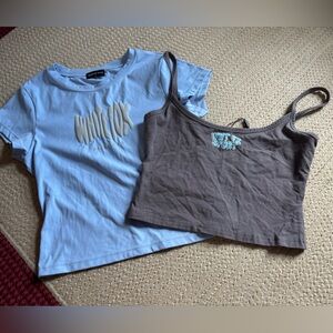 White fox T-shirt  and cami. Size large, never worn.